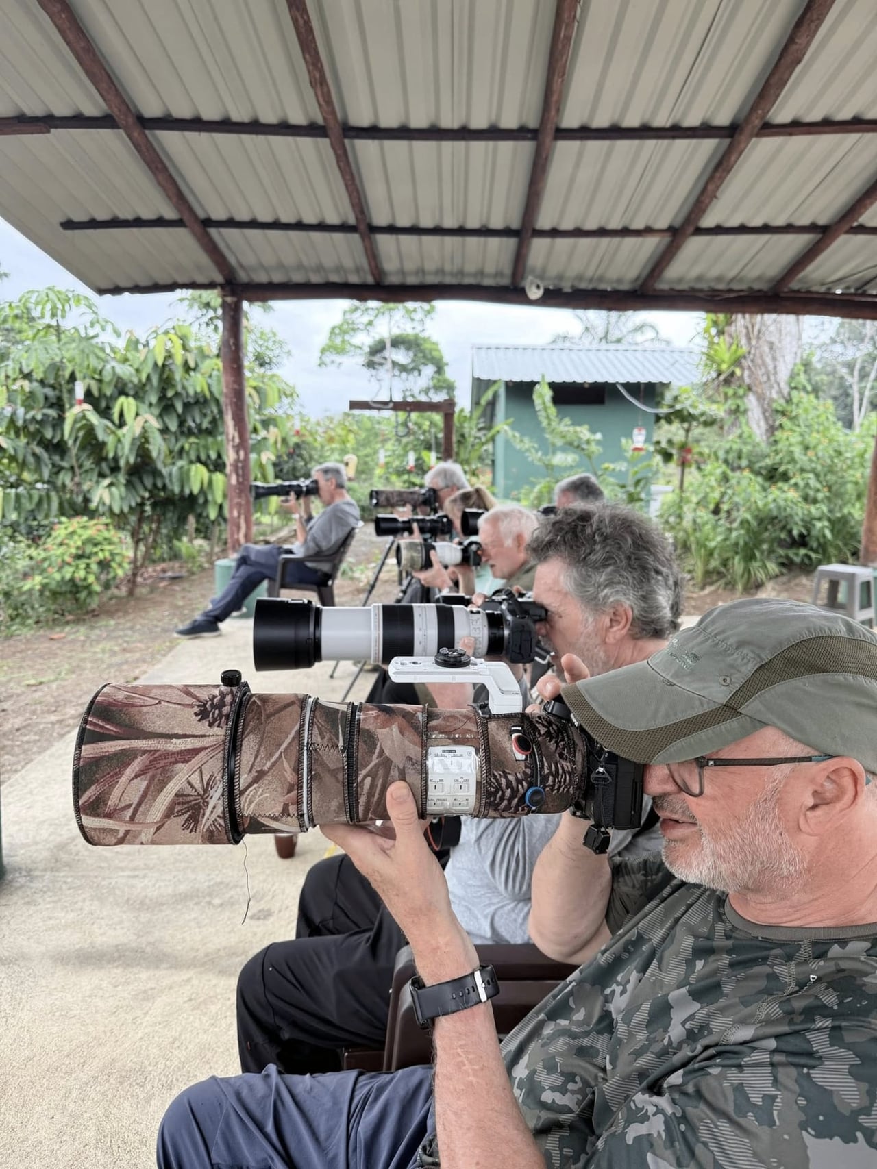 Nature photographers with telephoto lenses in Costa Rica